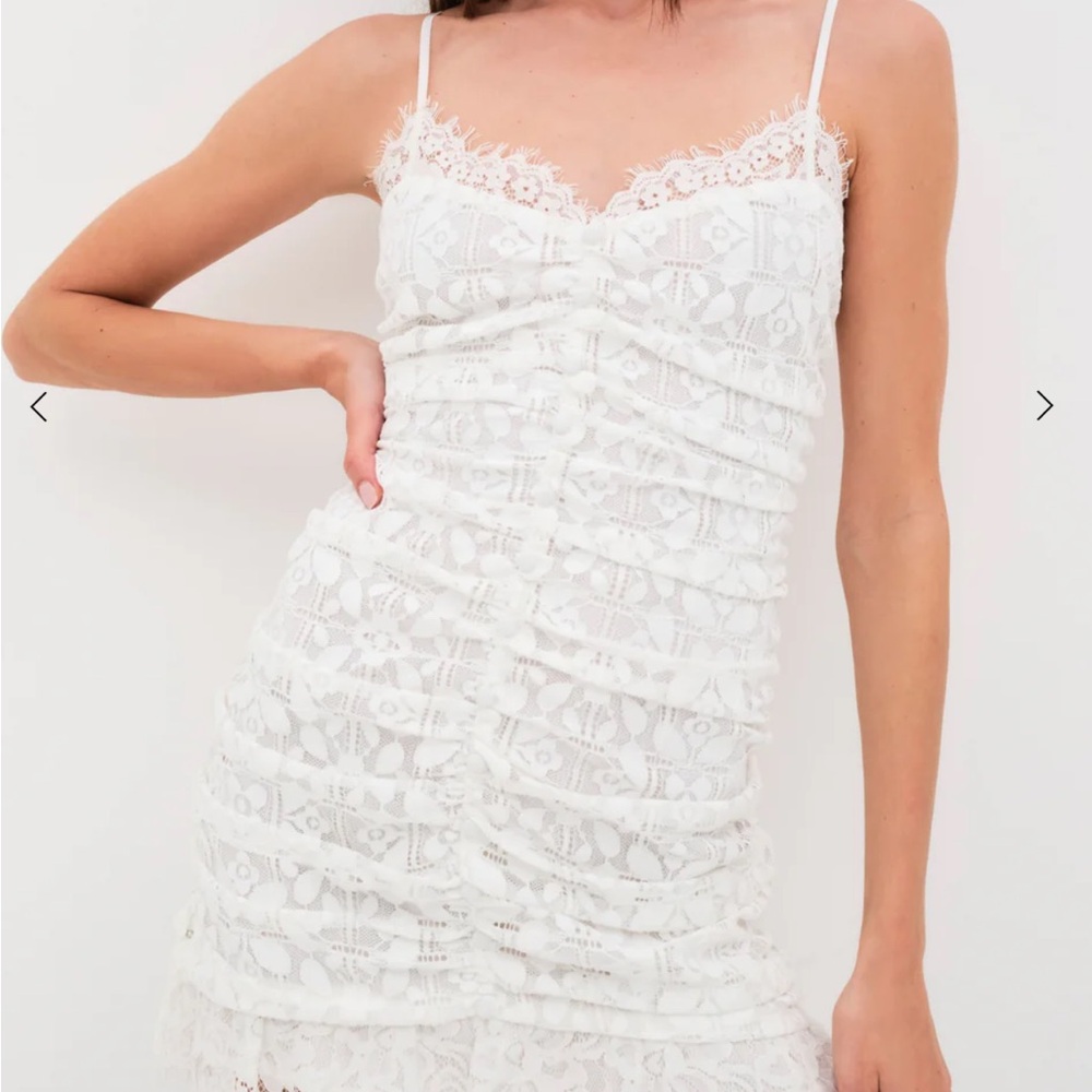 FOR LOVE AND LEMONS White Lace Ruched Dress